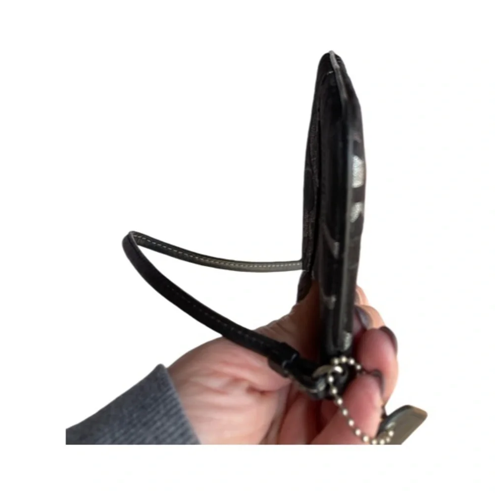 Coach Black/Silver Logo Wristlet